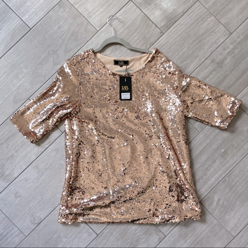 Rose Gold Sequin Tunic Top Christmas Minidress